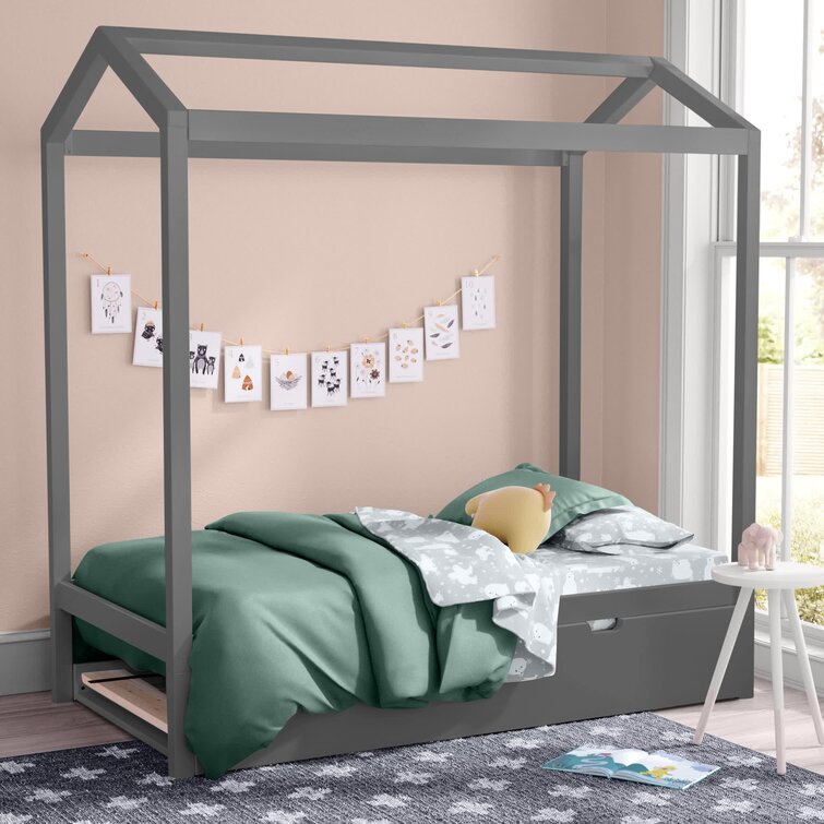 Brionna twin canopy bed with deals trundle